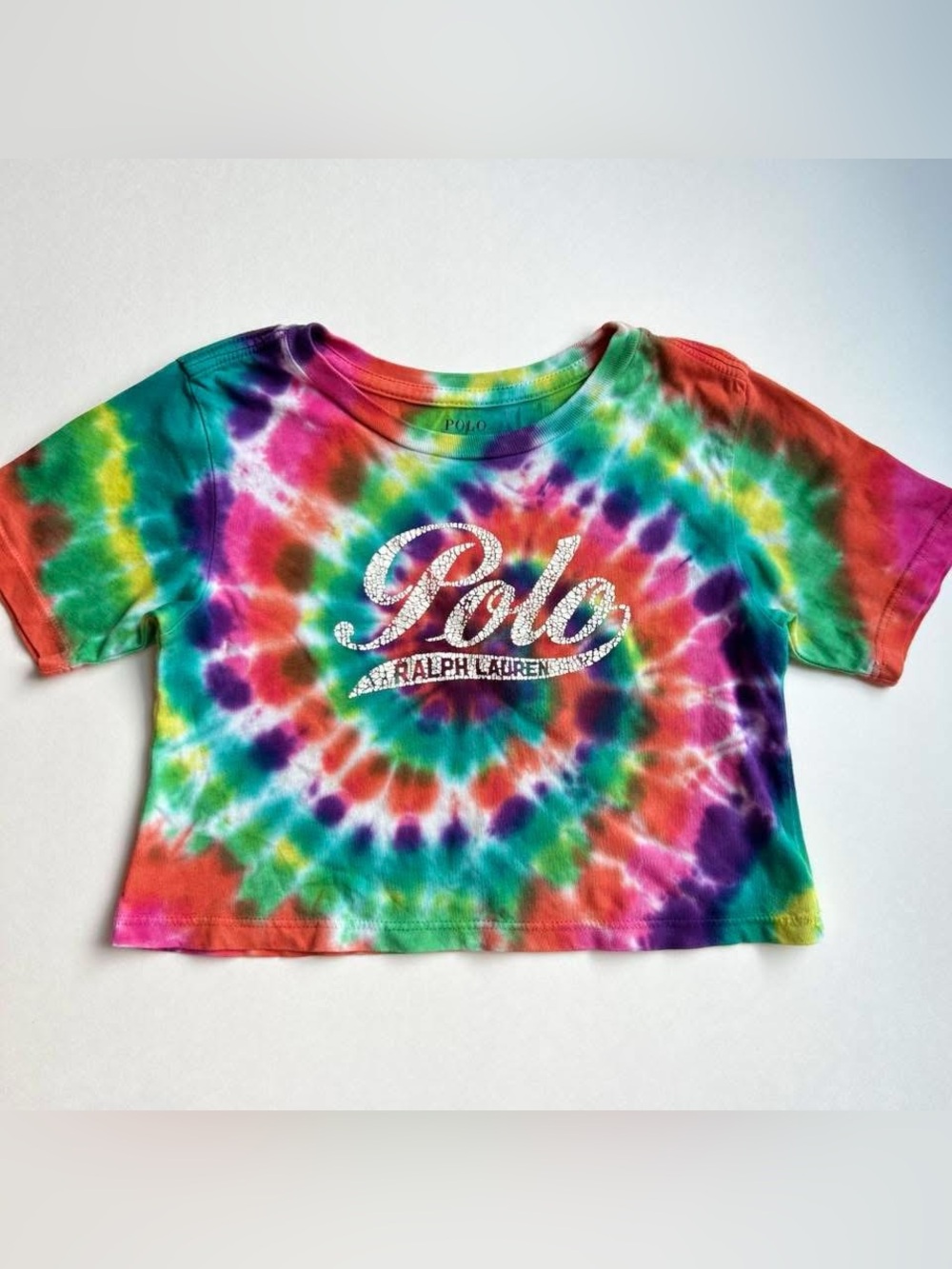 Polo by Ralph Lauren Short-Sleeve Rainbow Tie-Dye Logo Boxy Tee shirt